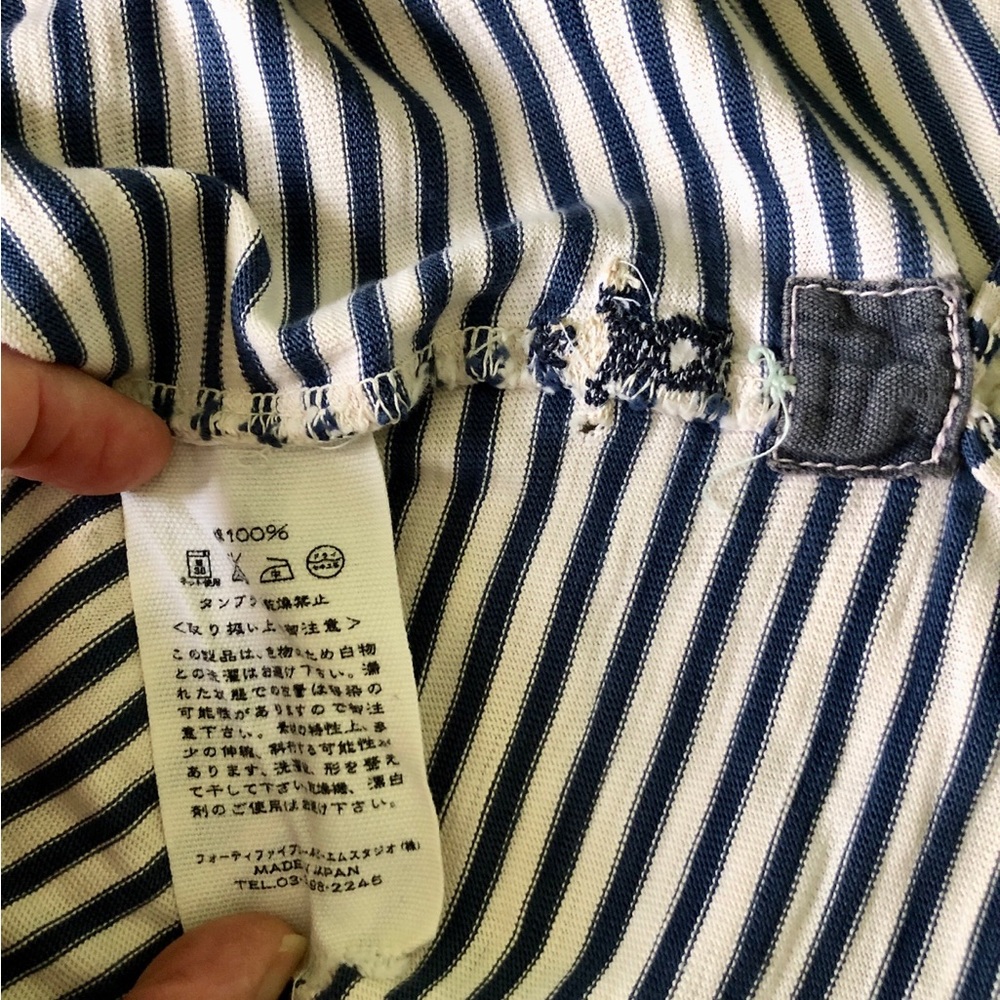 45RPM umii908 Breton Stripe Shirt Long Sleeve Cotton Size XS made in Japan - Picture 5 of 9